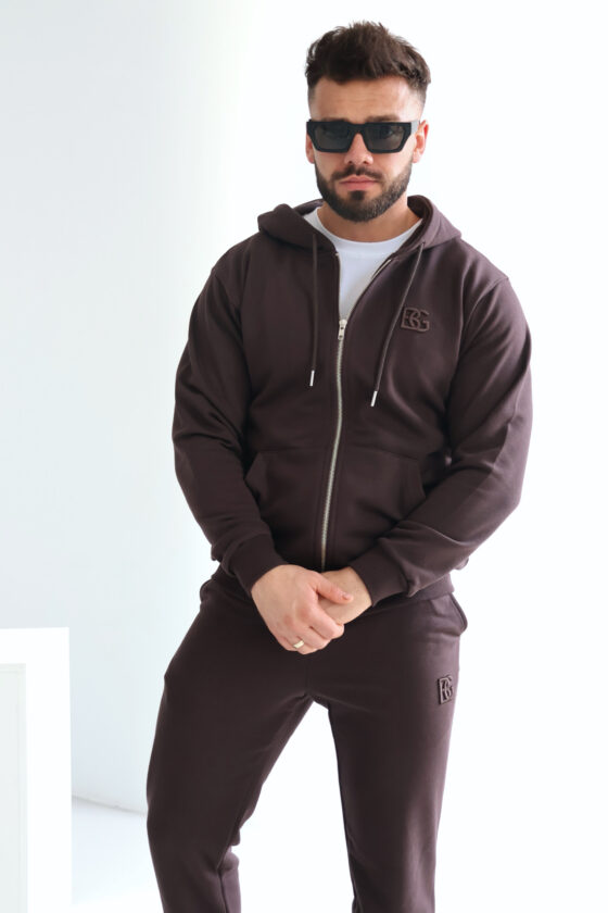 Bluza męska rozpinana gorzka czekolada – BG ZIPPY