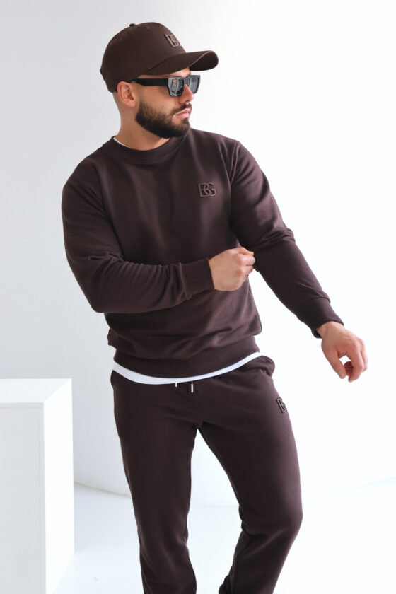 Bluza męska bez kaptura gorzka czekolada – BG BASIC