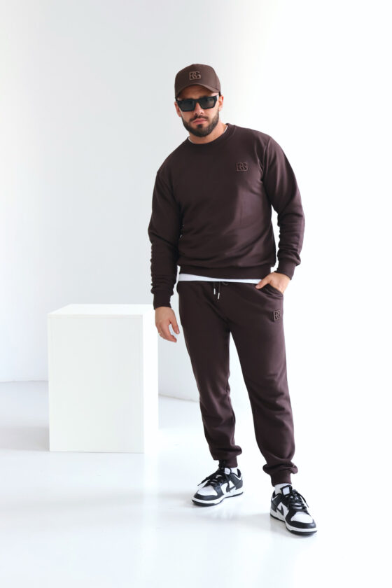 Bluza męska bez kaptura gorzka czekolada – BG BASIC