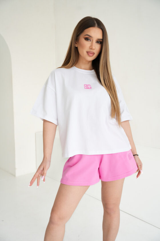 T-SHIRT DAMSKI BG OCEAN | BIAŁY-RÓŻ