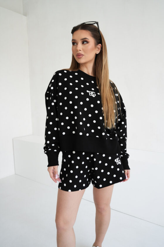 BLUZA CZARNA-BIAŁE KROPKI DAMSKA | BG WARREN