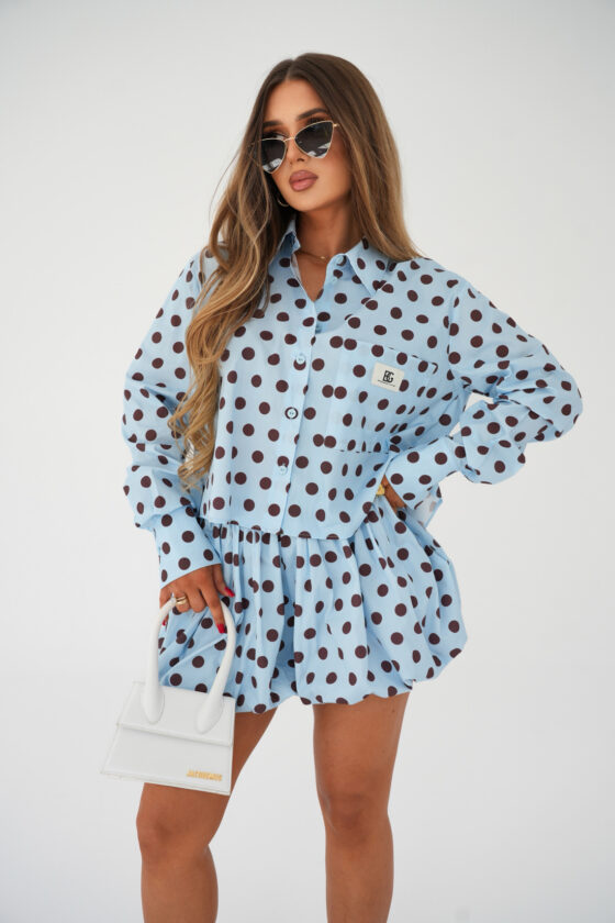 Koszula Damska w grochy BG RAMONE niebieska
