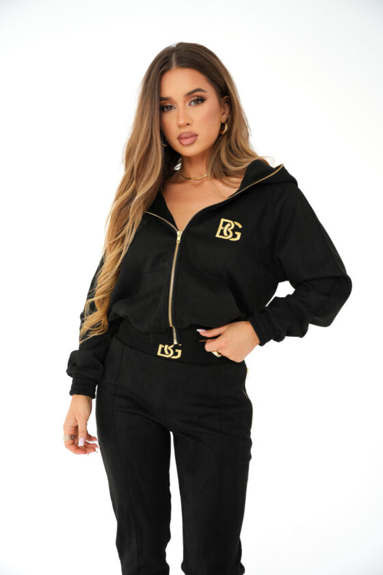 Dres damski dwuczęściowy ze złotymi dodatkami BG NEW ESSENTIAL – czarny