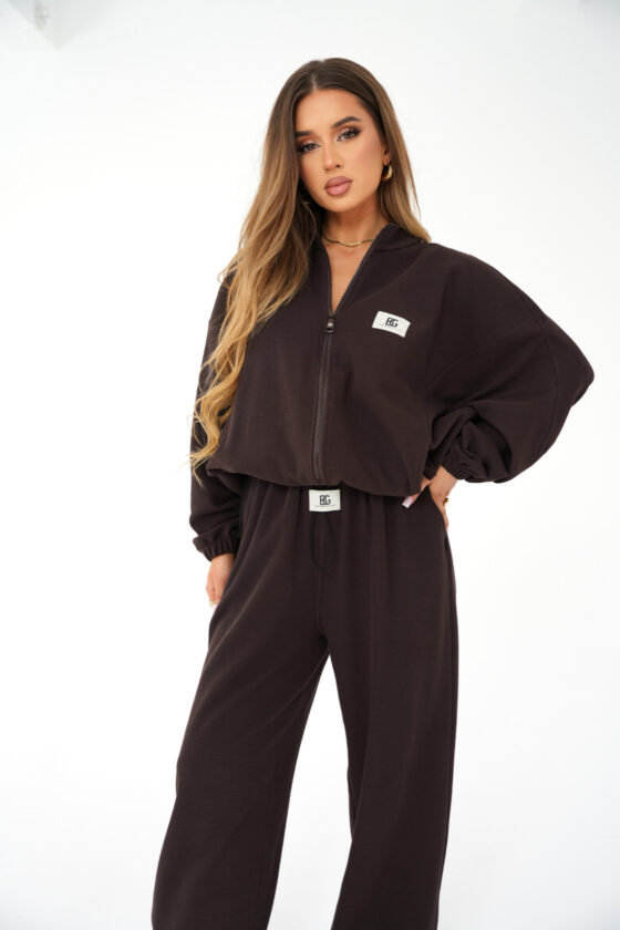 Bluza damska rozpinana bawełniana BG THE ONE – gorzka czekolada