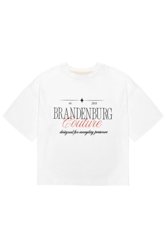 T-shirt damski oversize boxy fit z dużym nadrukiem BG NOLITA – biały