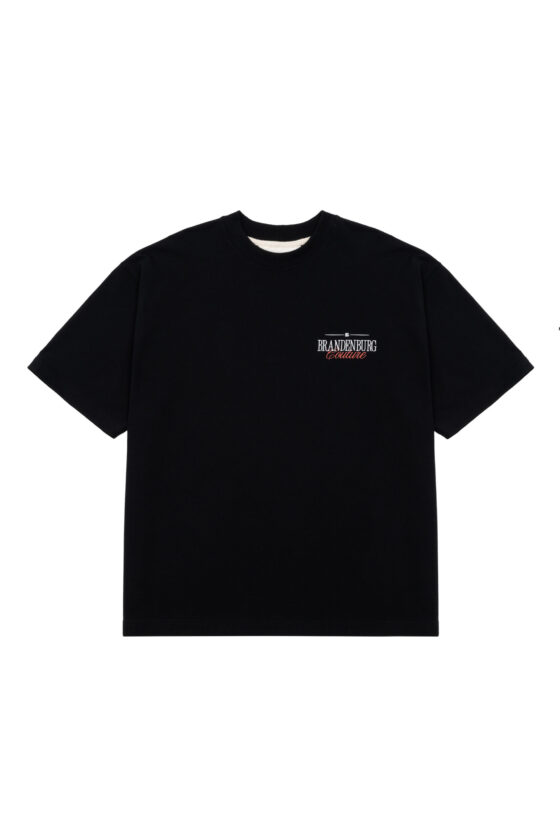 T-shirt męski oversize boxy fit z nadrukiem i haftem BG SOHO – czarny