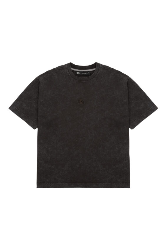 T-shirt męski oversize boxy fit z efektem sprania BG REBEL – gorzka czekolada