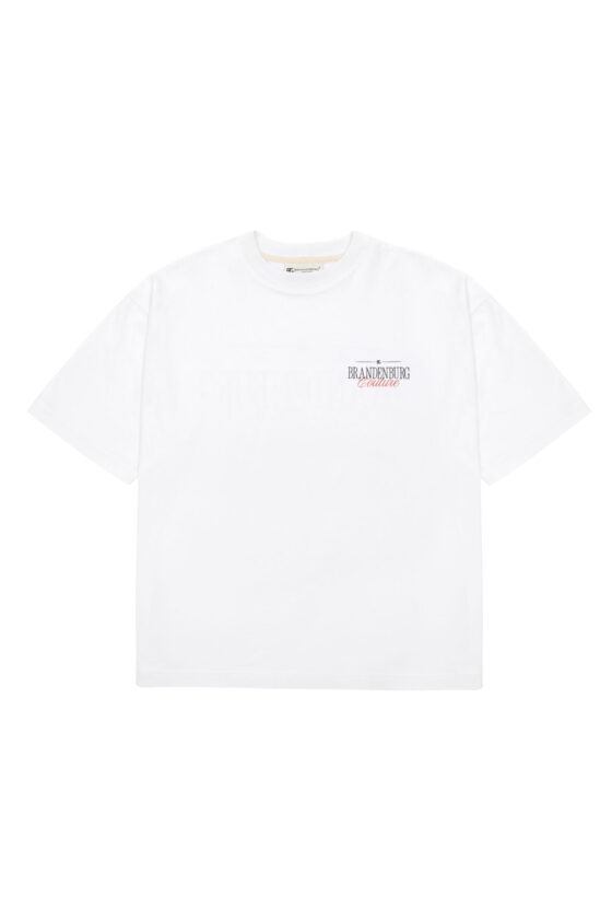 T-shirt męski oversize boxy fit z nadrukiem i haftem BG SOHO – biały