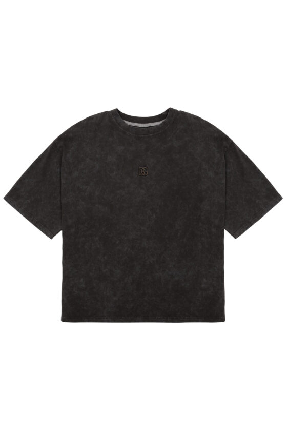 T-shirt damski oversize boxy fit z efektem sprania BG IVY – gorzka czekolada