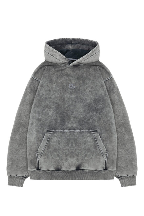 Bluza męska z kapturem z efektem sprania BG HUNTER – szary