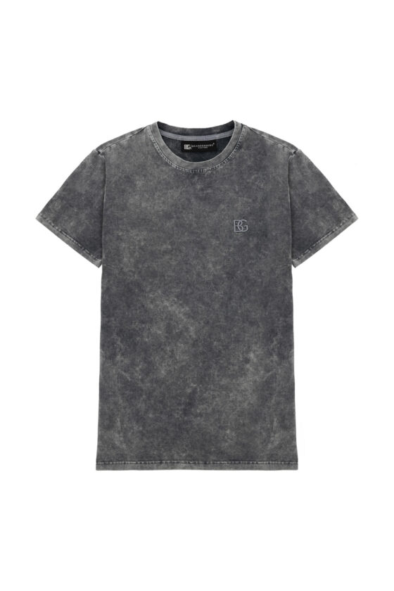 T-shirt męski slim fit z efektem sprania BG DEAN – szary