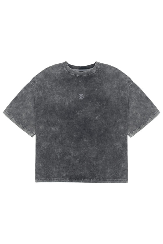 T-shirt damski oversize boxy fit z efektem sprania BG IVY – szary