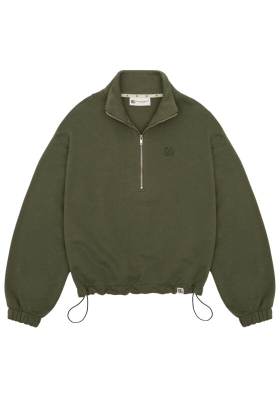 Bluza damska half-zip ze stójką BG PIVOT – oliwka