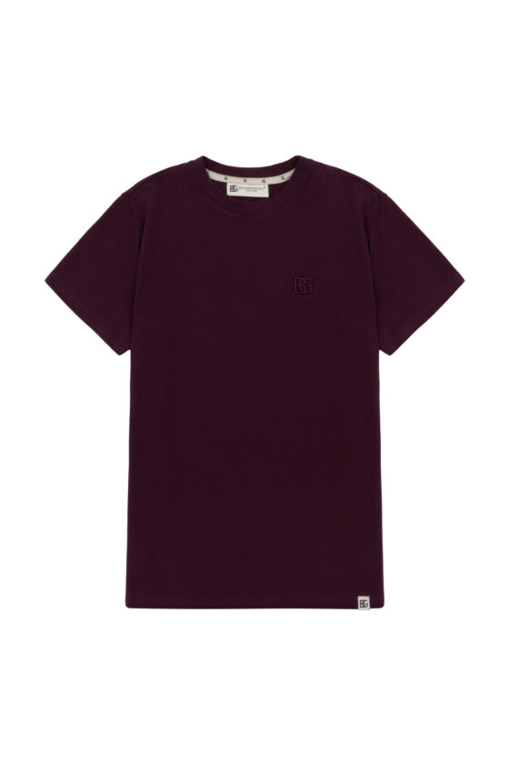 T-shirt męski slim fit z haftem 3D BG FORM – bordowy