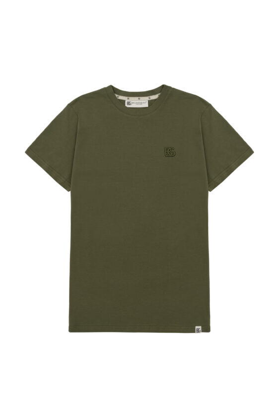T-shirt męski slim fit z haftem 3D BG FORM – oliwkowy