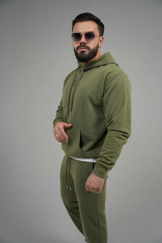 Bluza męska z kapturem BG LAYER – oliwka